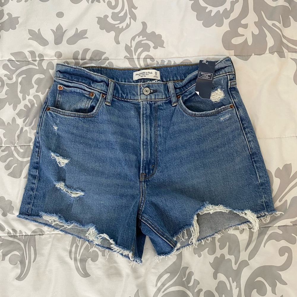 Abercrombie & Fitch Distressed Blue Denim Jean Shorts